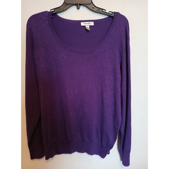 Dressbarn Purple Long Sleeve Pull Over Sweater 1X Scoop Neck Fall Winter Plum - Picture 4 of 5